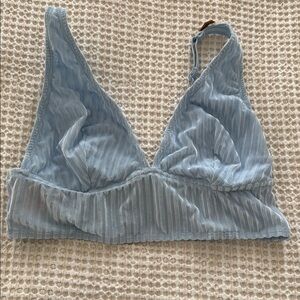 Light Blue Ribbed Bralette Victoria’s Secret XL velvet crop top bra